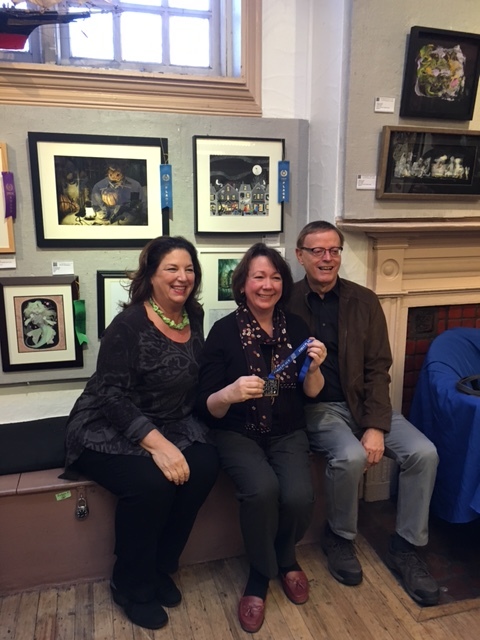 Pat with Gayle Goodman and Roy Ziegler, authors of 'Let's Visit New Hope,' the book for which she painted the illustration.